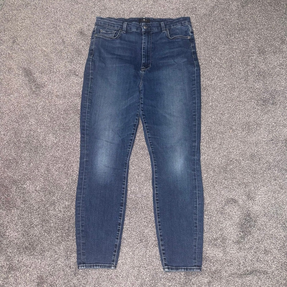 7 For All Mankind Women's Medium Wash Blue Denim Jeans High-Waisted Size 32